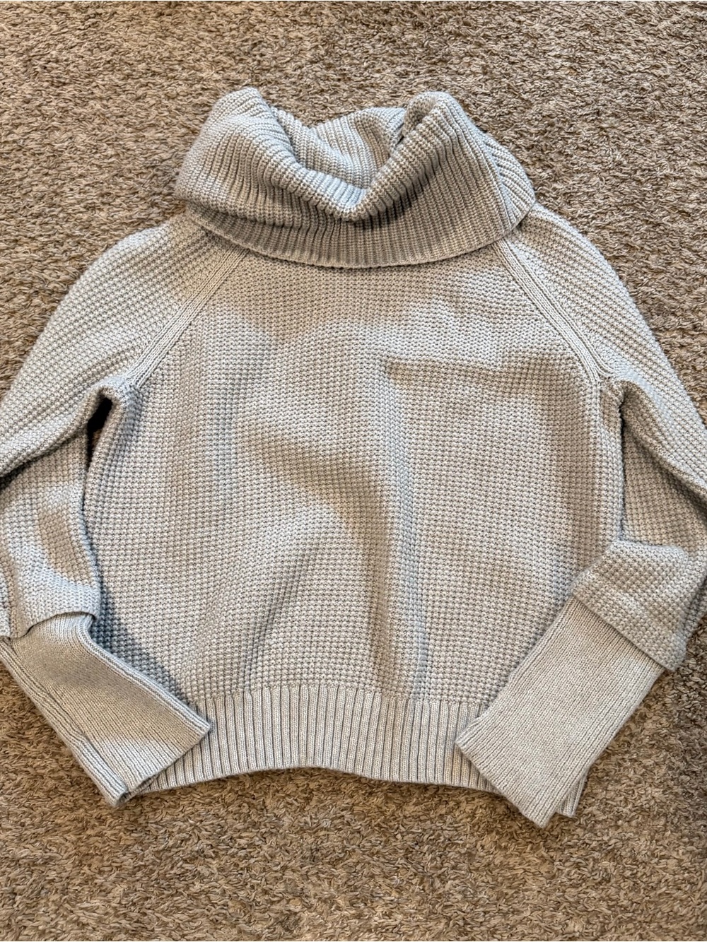 Market & Spruce Light Gray Cowl Neck Waffle Sweater